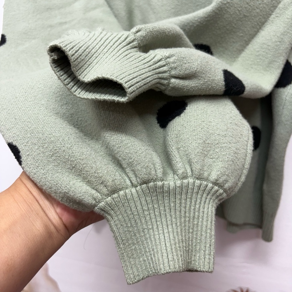 🧿PRICE FIRM🧿 PREMISE Mint Green Polka Dot Sweater - Picture 2 of 10